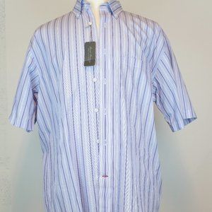 Daniel Cremieux Short-Sleeve Cotton Striped Button Down Shirt L Large NWT